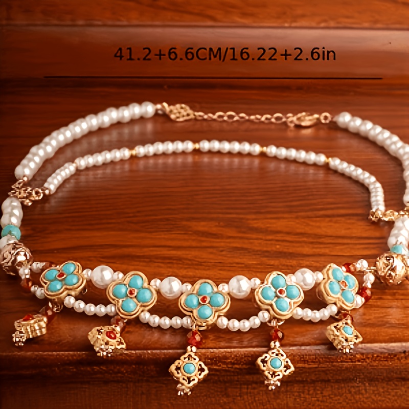Chinese Retro Design Hanfu Necklace with Imitation Pearl